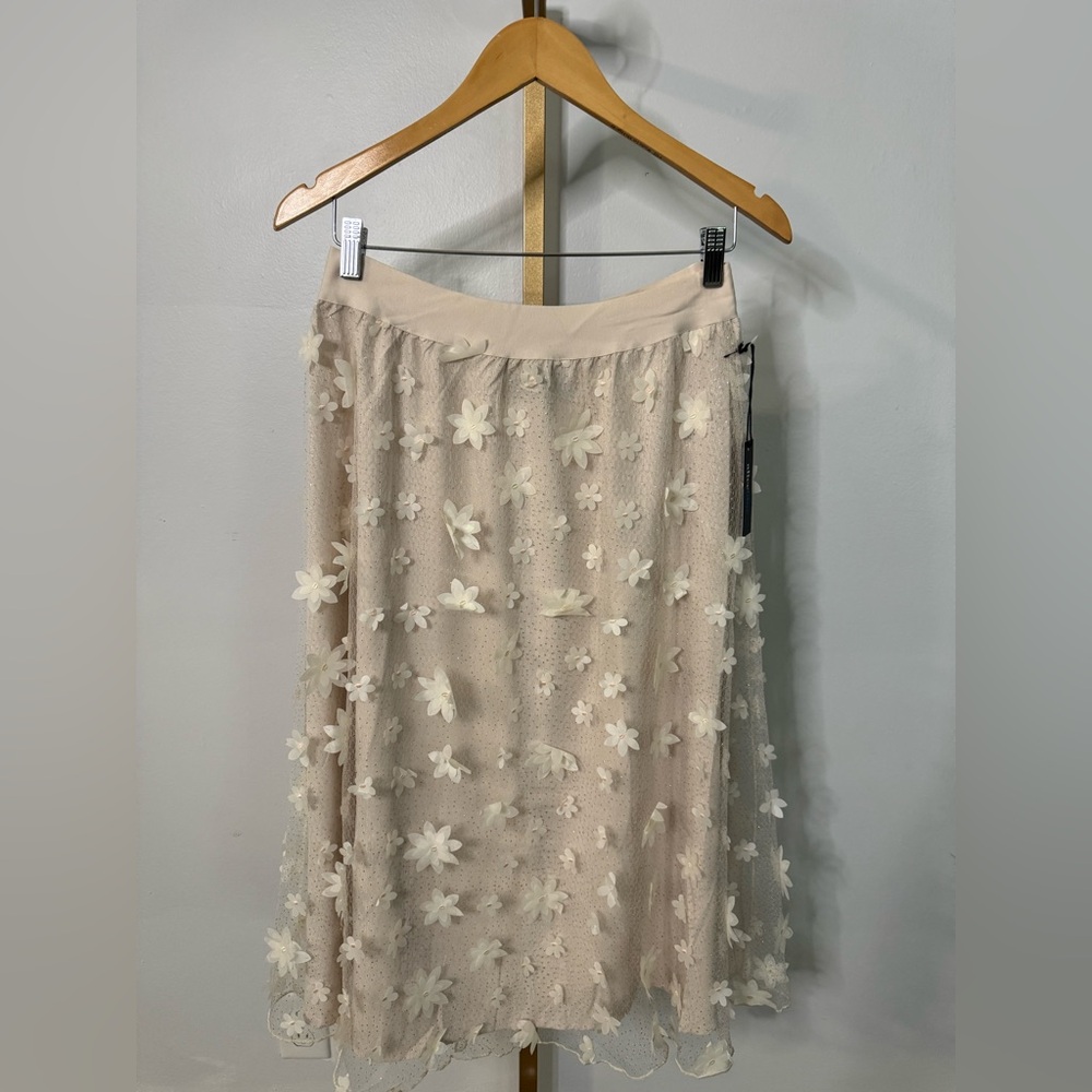 Alice Blue Cream Floral Midi Skirt